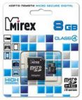 MicroSDHC 8Gb MIREX (Class 4), с адаптером