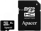 MicroSDHC 8Gb Apacer (Class 4), с адаптером