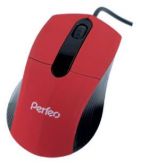Мышь Perfeo PF-203-OP-R COLOR, проводная оптическая, красная