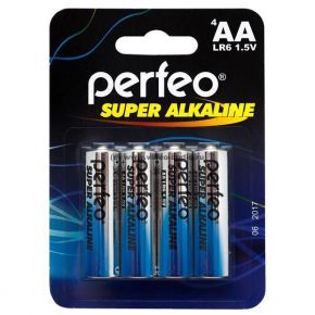 Батарейка Perfeo LR6, Shrink Super Alkaline, 4 штуки в упаковке (60)
