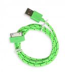 Шнур USB шт-iPhone4 шт 1.2м Smartbuy iK-412n зеленый, в оплетке