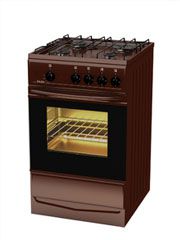 Плита газовая Terra  14120-01 коричневая, крышка, электророзжиг конфорок, подсветка духовки