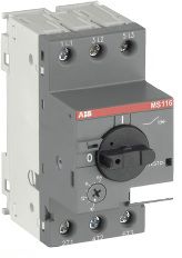 Автоматический выключатель MS116-1.6, 50 кА с регулируемой тепловой защитой 1,0A-1,6А, класс теплового расцепителя 10, 1SAM250000R1006, АВВ, в наличии