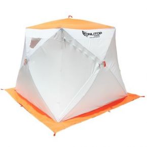 Палатка Onlitop Призма Люкс 200, 3-слойная, с 1 входом, бело-оранжевый