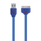 Шнур USB шт-iPhone4 шт 1,0м OXION OX-DCC018BL синий, с подсветкой, плоский