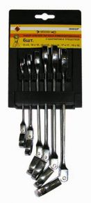 Набор комбинированных ключей шарнирных с трещоткой Энкор 26425